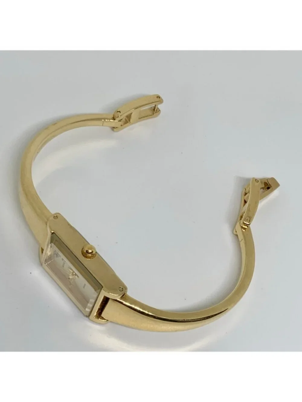 Anne Klein Diamond gold tone women watch 16mm rectangular quartz 6.5” running